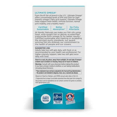 Nordic Naturals Ultimate Omega 3 Fish Oil Supplement Softgels