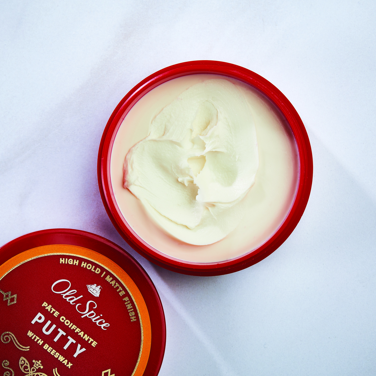 Old Spice Hair Putty, Stay-In-Place High Hold, Very Low Shine Styling Product, 2.22oz