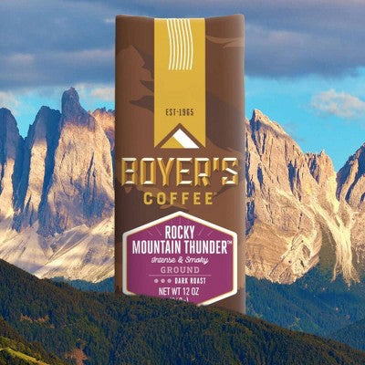 Boyer's Coffee Rocky Mountain Thunder Dark Roast Ground Coffee - 12oz: Certified Gluten-Free, Vegan