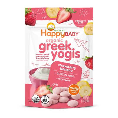 Happy Baby Organic Greek Yogis Freeze-Dried Yogurt & Fruit Baby Snacks - Strawberry Banana - 1oz