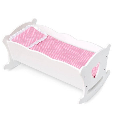 WildKin Doll Cradle White: Toddler Girl Learning Toy, MDF, Ages 3-10, Creativity Focus, 21.25" Depth, 13" Width