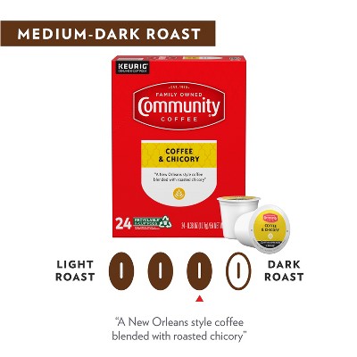 Community Coffee Coffee & Chicory Medium Roast Coffee - Single Serve Pods - 24ct