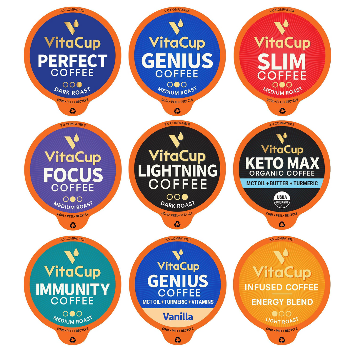 VitaCup Variety Medium Roast Coffee Pods - 40ct