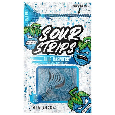 Sour Strips Blue Raspberry Candy - 3.4oz