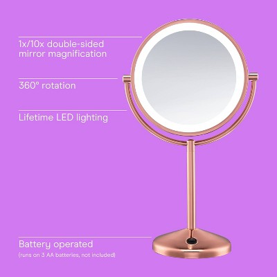 Conair LED Vanity Mirror with 1x and 10x Magnification Rose Gold