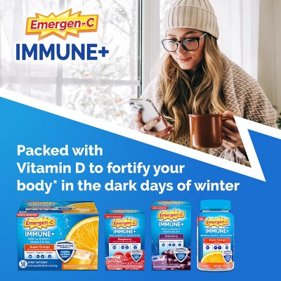 Emergen-C Immune+ Dietary Supplement Powder Drink Mix with Vitamin C - Elderberry - 18ct
