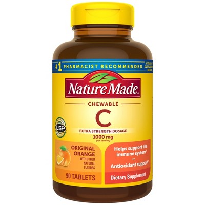 Nature Made Extra Strength Dosage Chewable Tablets Vitamin C 1000 mg per Serving - Orange, USP Verified - 90ct
