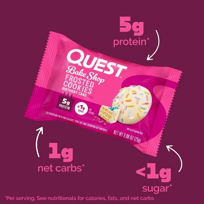 Quest Nutrition Bake Shop Birthday Cake Flavor Frosted Cookies - 5g Protein - 7.04oz/8ct