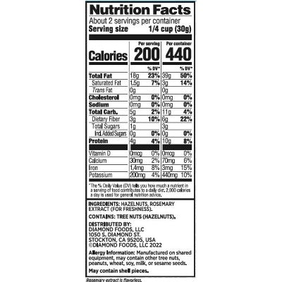 Diamond Chopped Hazelnuts - 2.25oz