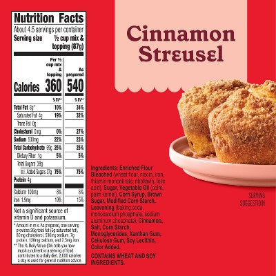 Betty Crocker Cinnamon Streusel Muffin Mix - 13.9oz: No Artificial Sweeteners, No High Fructose Corn Syrup
