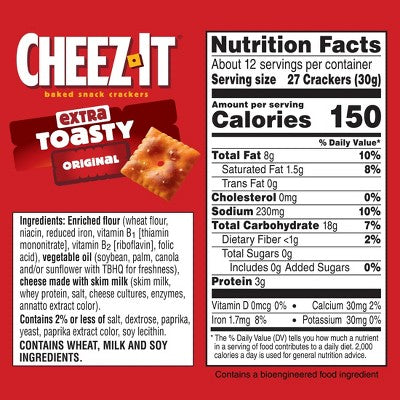 Cheez-It Extra Toasty Baked Snack Crackers - 12.4oz