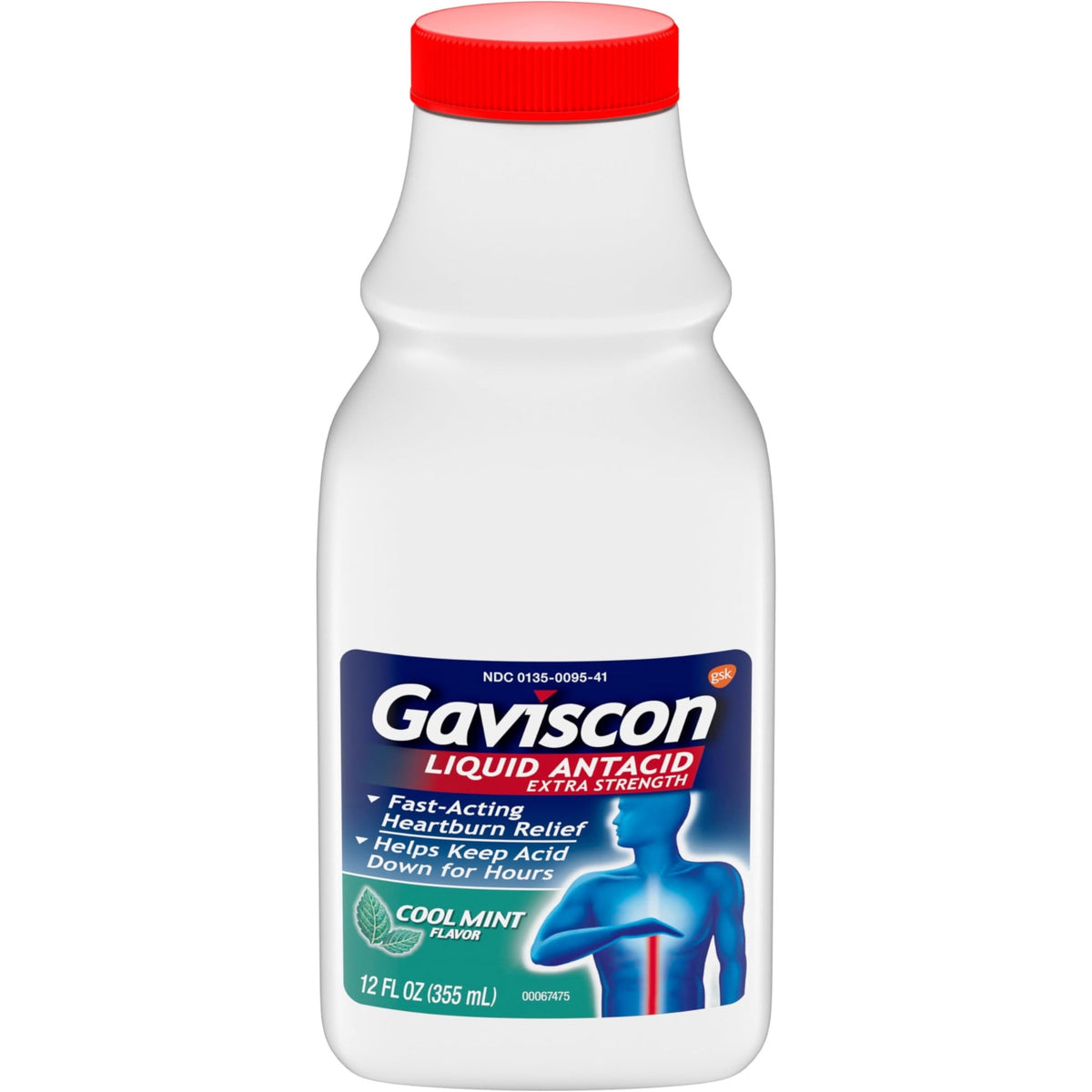 Gaviscon Extra Strength Heartburn Relief Antacid Liquid, Cool Mint, 12 Oz