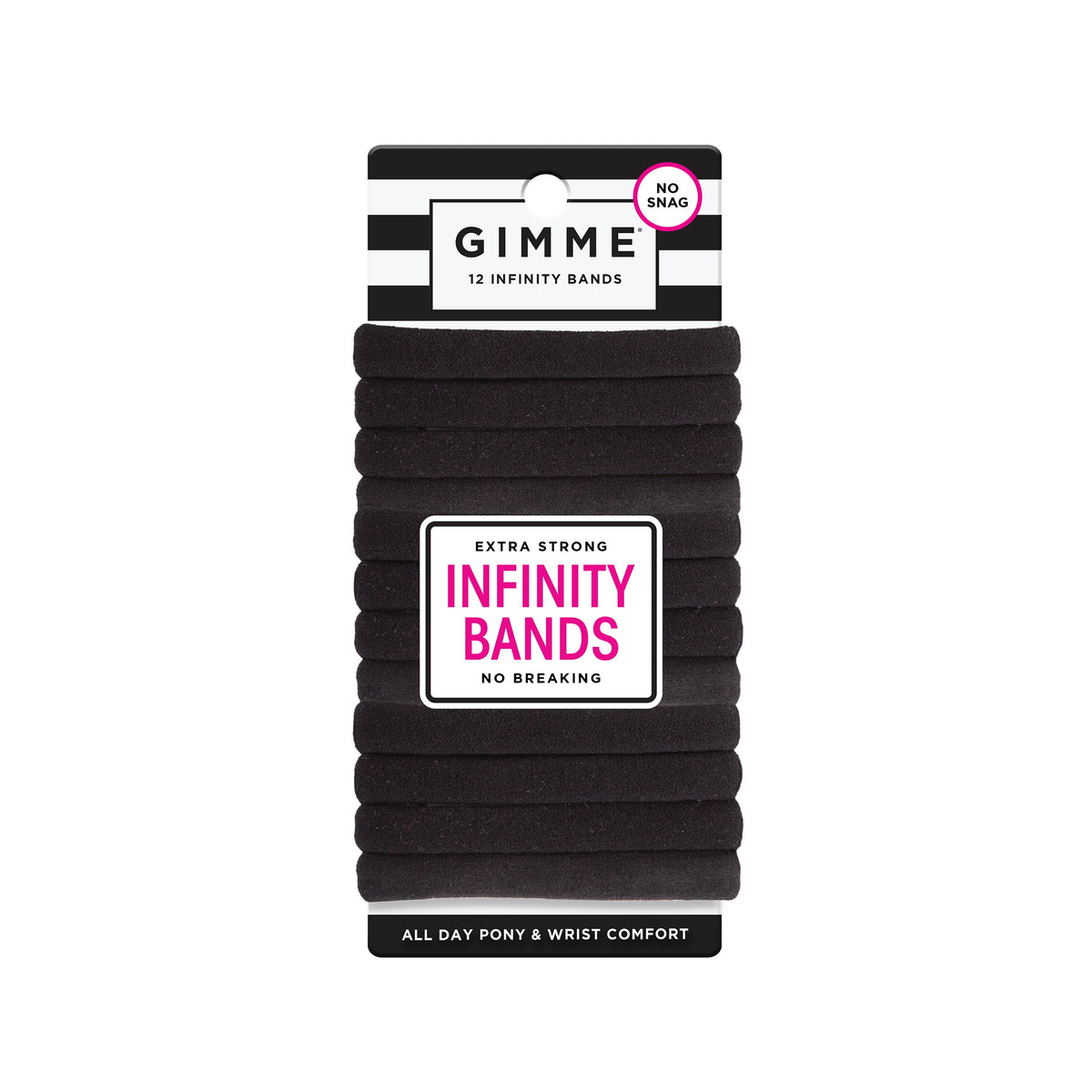 Gimme Seamless Hair Ties for Medium Fit Hair, Microfiber, Black, 12 Count