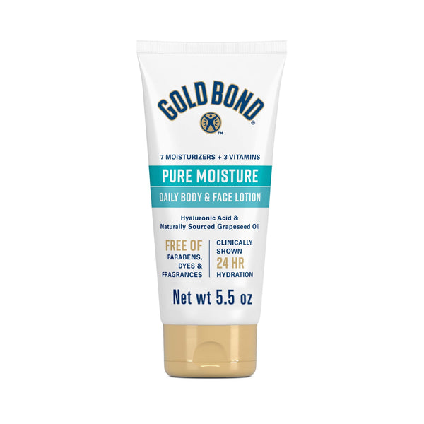 Gold Bond Pure Moisture Lotion, 5.5 oz., Ultra-Lightweight Daily Body and Face Lotion
