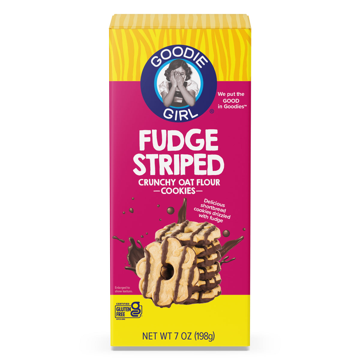 Goodie Girl Cookies Gluten Free Baked Fudge Striped Cookies, Shelf-Stable, 7 oz
