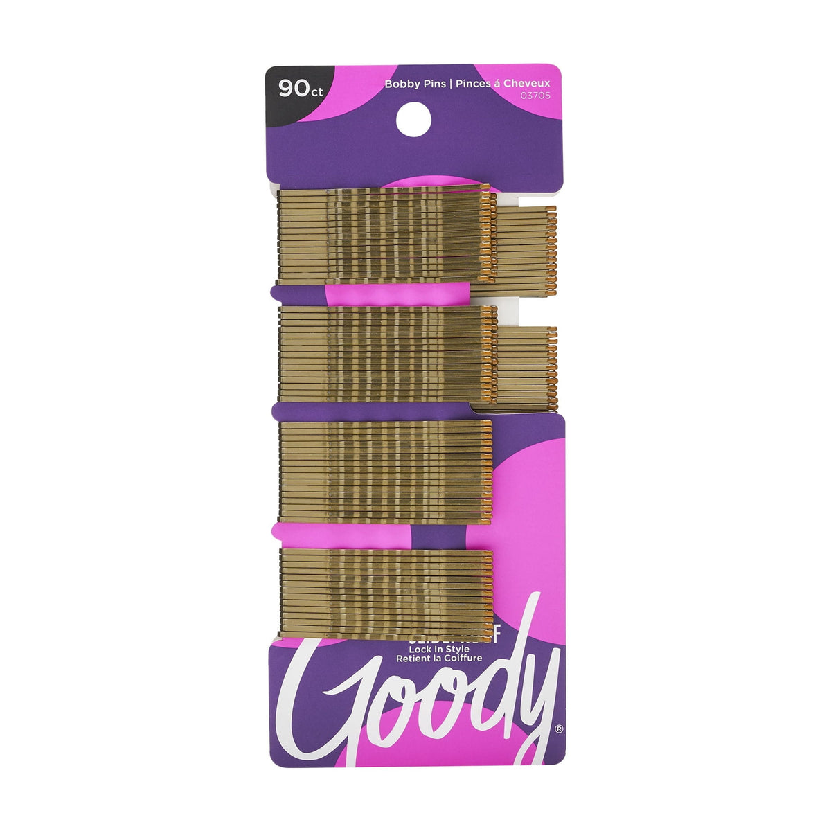 Goody Bobby Pins Slide-proof Grip, Secure Hold, Small, Hair Pins, Brown, 90 Ct