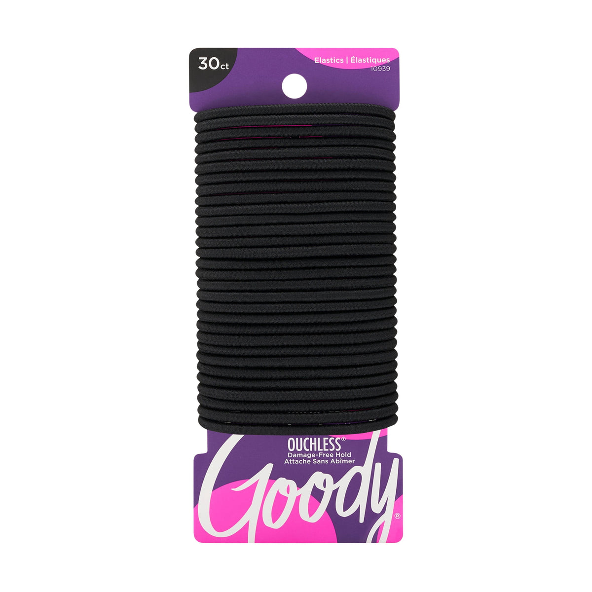 Goody Ouchless No Metal Black Braided Hair Ties, Strong Hold, 30 Count