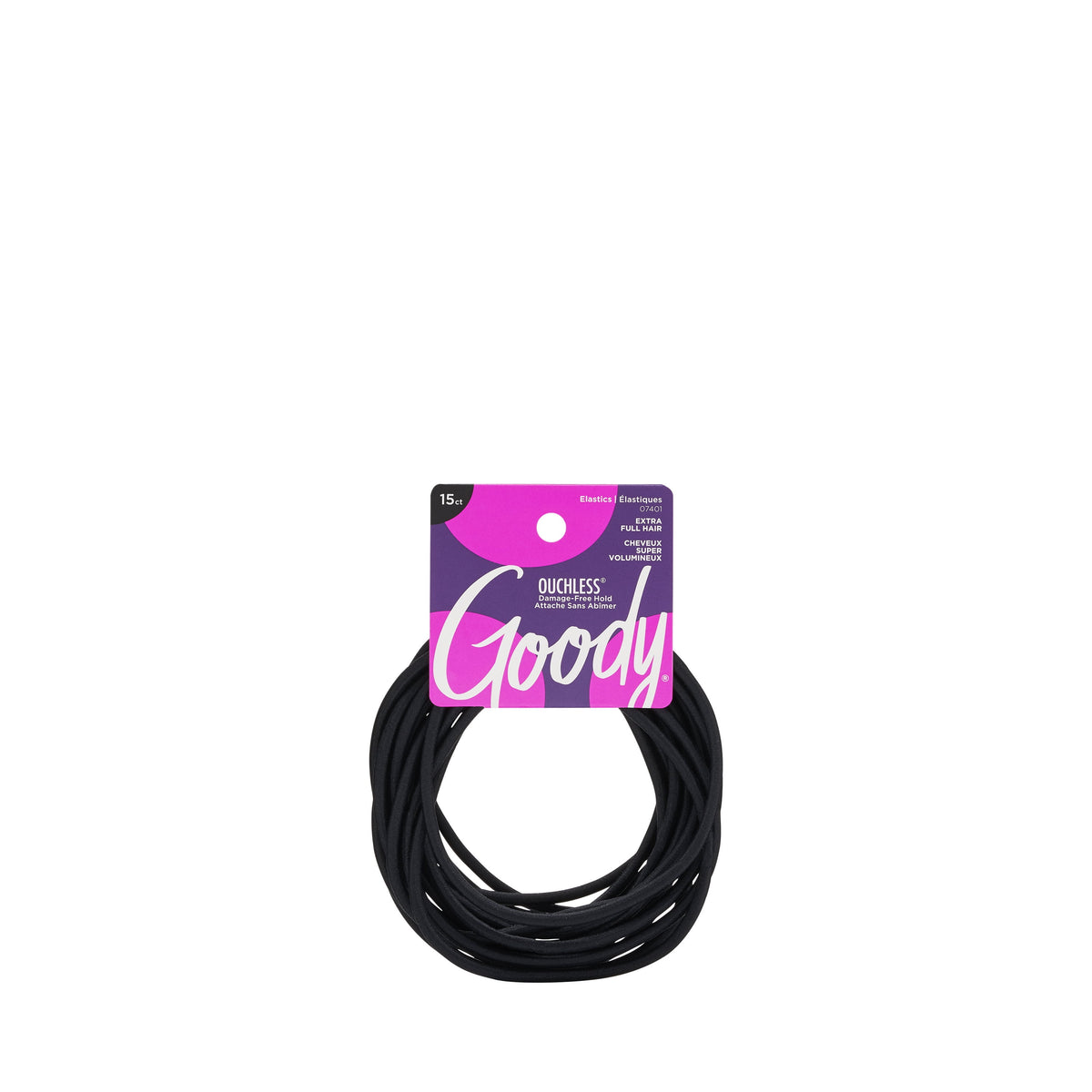 Goody XL Elastics For Extra Thick Hair Accessories, 15 Count, Black