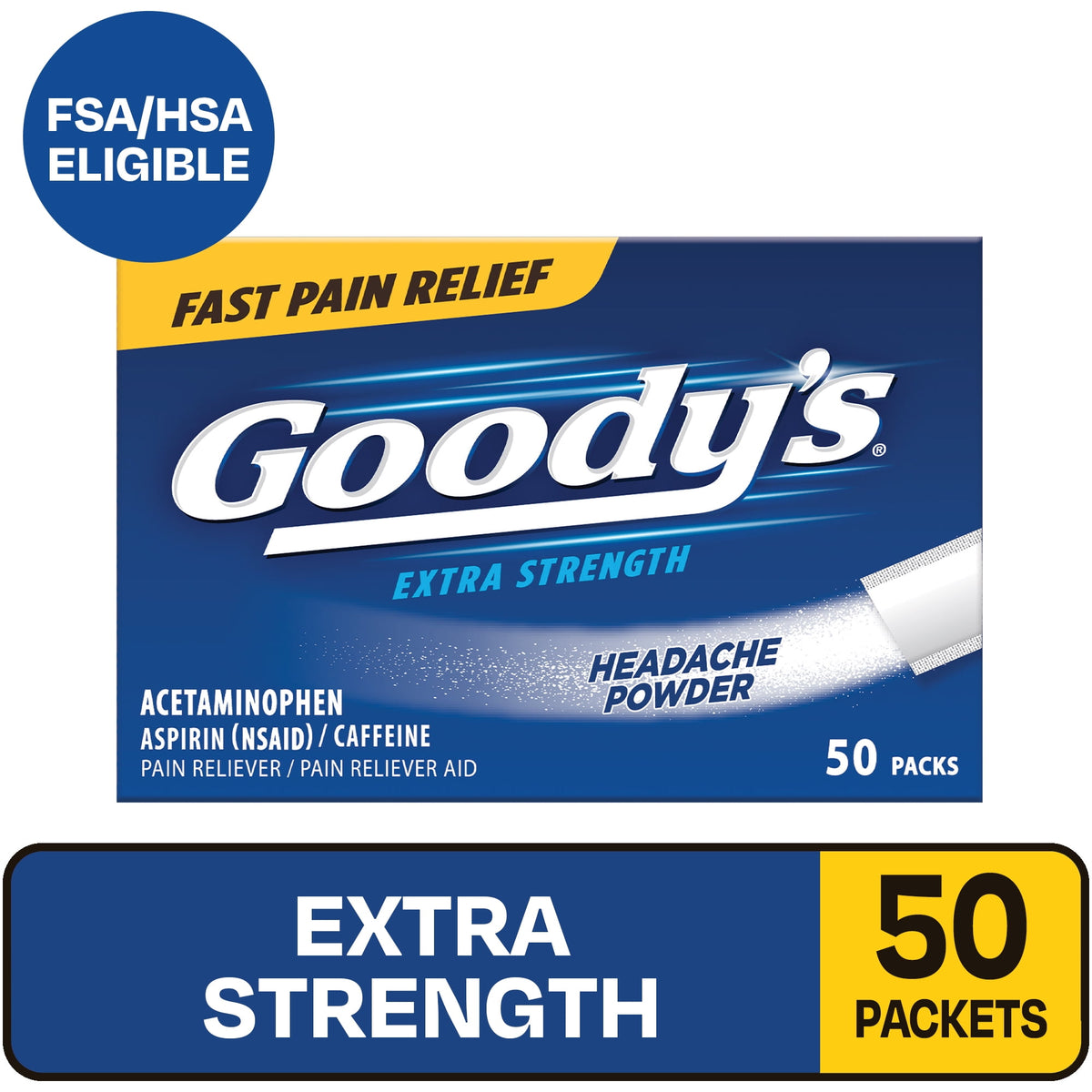 Goody's Extra Strength Headache Powder, 50 Powder Sticks