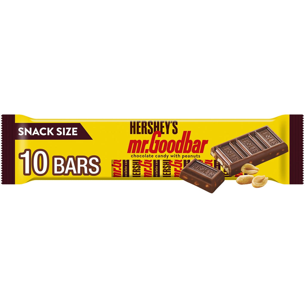 Hershey's Mr. Goodbar Chocolate with Peanuts Candy Bars & Miniatures, Snack Size, .45 oz (10 Count)