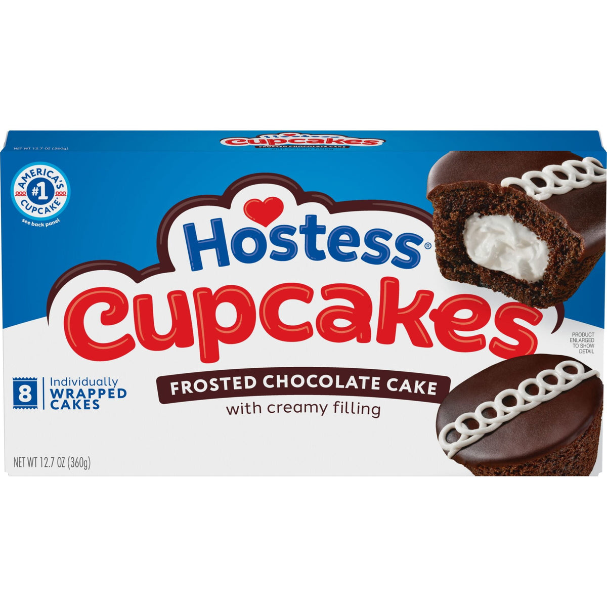 Hostess Cupcakes, Chocolate Snack Cakes with Creme Filling & Icing, 8 Count, 12.7 oz Box