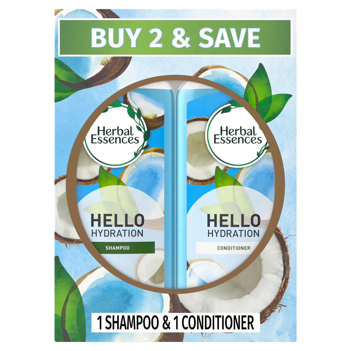 Herbal Essences Hello Hydration Shampoo & Conditioner Set, for All Hair Types, 23.4 fl oz
