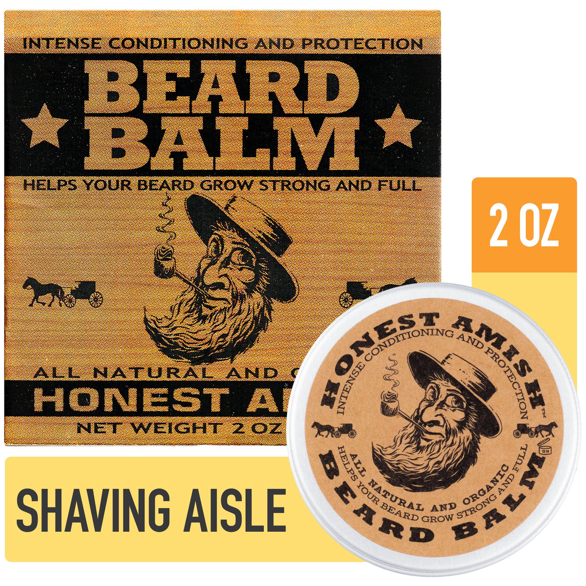 Honest Amish All Natural & Organic Beard Balm, 2 Oz