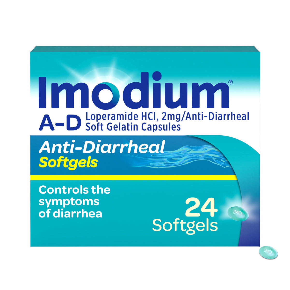 Imodium A-D Anti-Diarrheal&nbsp;Softgels&nbsp;2mg&nbsp;Loperamide Hydrochloride&nbsp;Diarrhea&nbsp;Relief Softgels, 24 Count