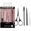 Japonesque Brow Grooming Kit, Includes Slant Tweezer, Point Tweezer, Scissors & Spoolie, 4 Piece