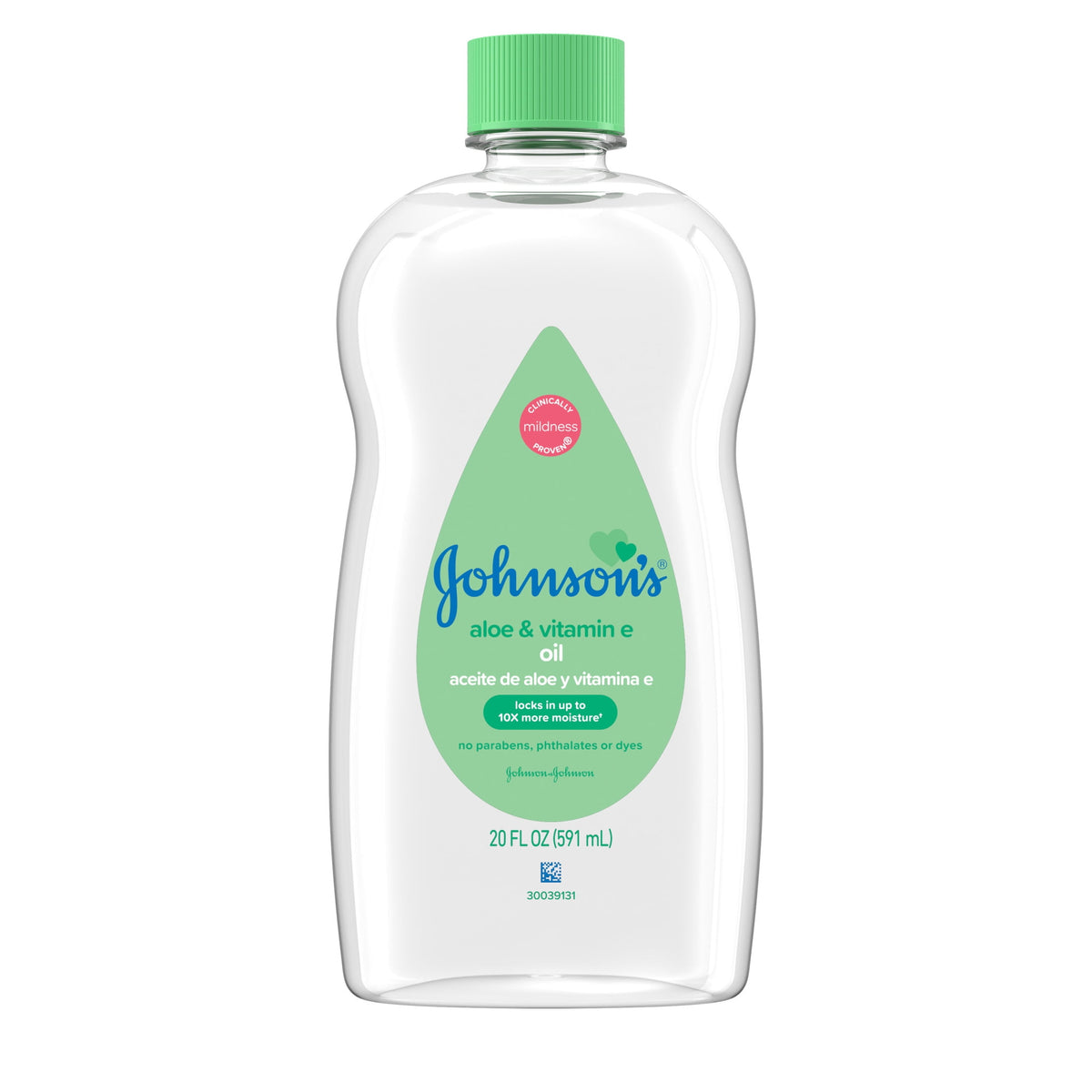 Johnson's Baby Oil, Mineral Oil with Aloe Vera & Vitamin E, 20 fl. oz