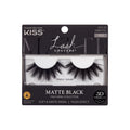 Kiss Lash Couture 16mm Matte Black Faux Mink False Eyelashes, Matte Velvet, Strip Lashes, Black, 1 Pair