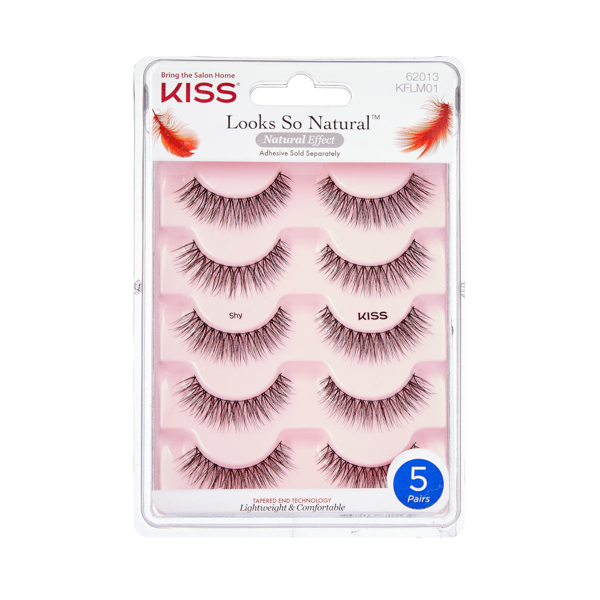 Kiss Looks So Natural False Eyelashes Multipack, 'Shy', 12mm, 5 Pairs Strip Lashes