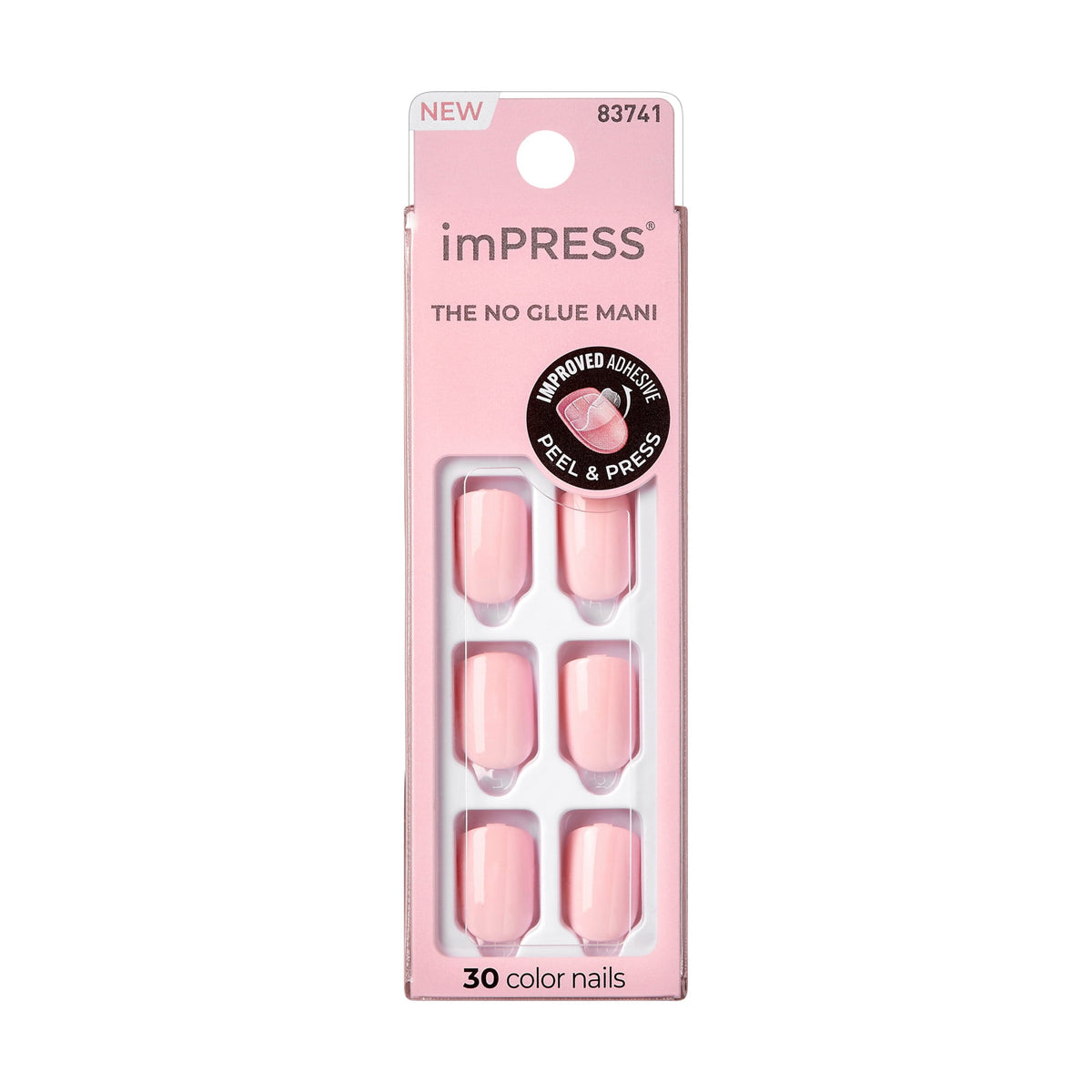 Kiss Impress Color Short Squoval Press-On Nails, Pink, 30 Pieces