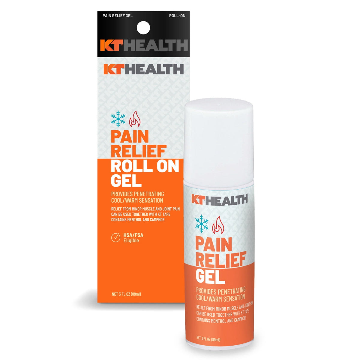 KT Tape KT Health Pain Relief Roll On Gel, Cool and Warm, Clear, 3oz