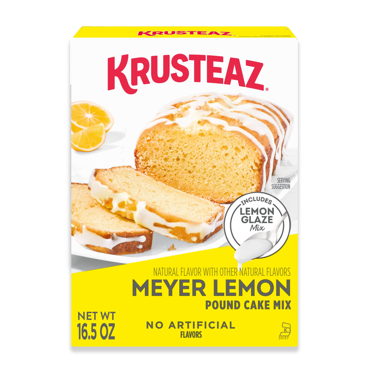 Krusteaz Meyer Lemon Pound Cake Mix, Pound Cake Baking Mix with Lemon Flavored Glaze, 16.5 oz Box​