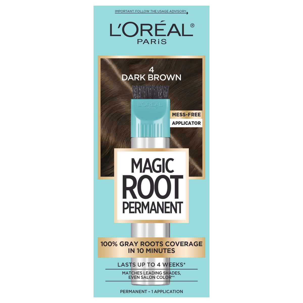 L'Oreal Paris Magic Root Rescue 10 Minute Root Hair Color, 4 Dark Brown, 1 kit