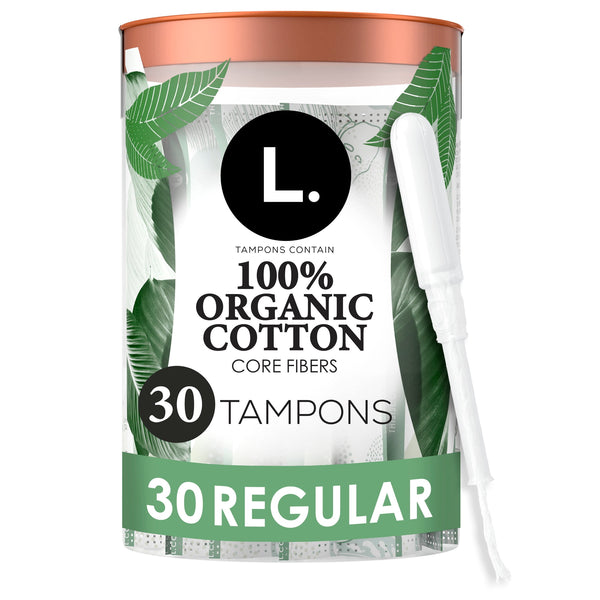 L. Organic Cotton Regular Absorbency Tampons, 30 Count