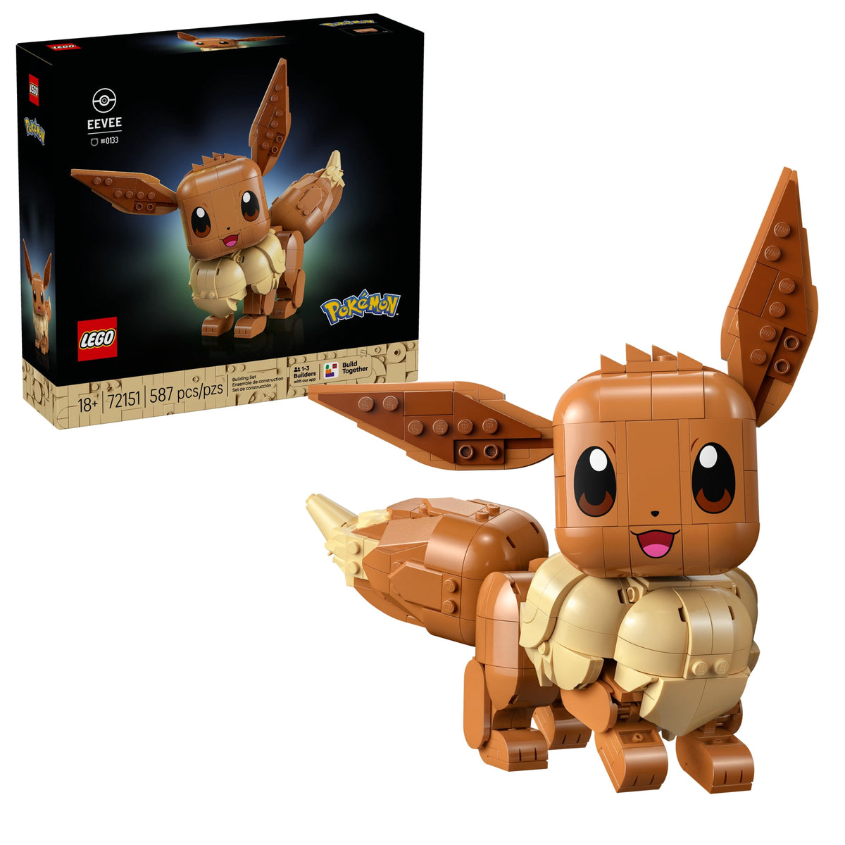 LEGO Pokémon Eevee 72151 Collectible Building Set for Adults, Posable Display Figure, Ages 18+