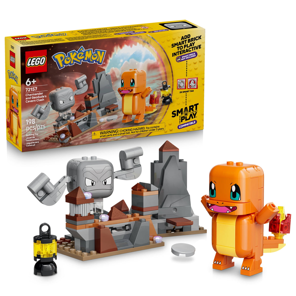 LEGO Pokémon SMART Play Charmander and Geodude's Cavern Clash Building Set 72157 with 2 SMART Tags and 2 Figures, Ages 6+