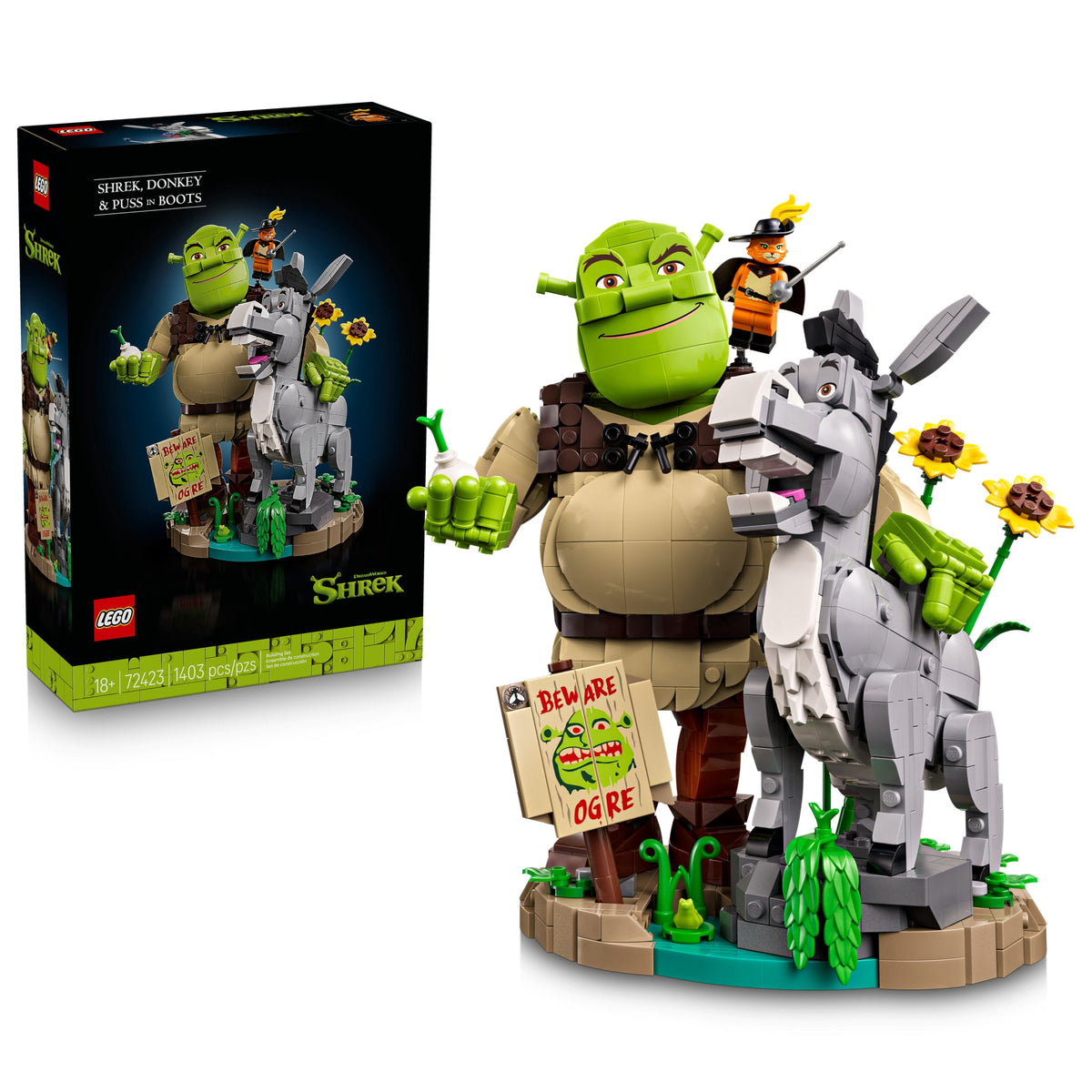 LEGO Shrek: Shrek, Donkey & Puss in Boots Building Set for Adults 72423, Ages 18+