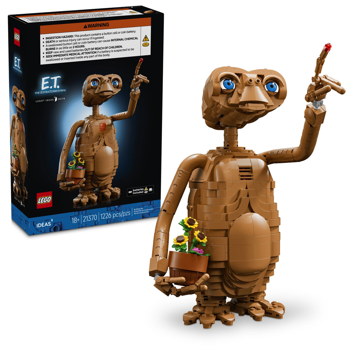 LEGO Ideas E.T. the Extra-Terrestrial Building Set for Adults 21370, Posable Figure with Light Brick, Ages 18+