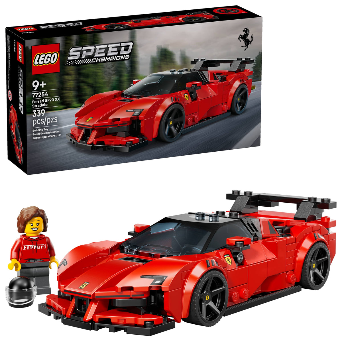 LEGO Speed Champions Ferrari SF90 XX Stradale Sports Car Building Set with Driver Minifigure, Ages 9+, 77254