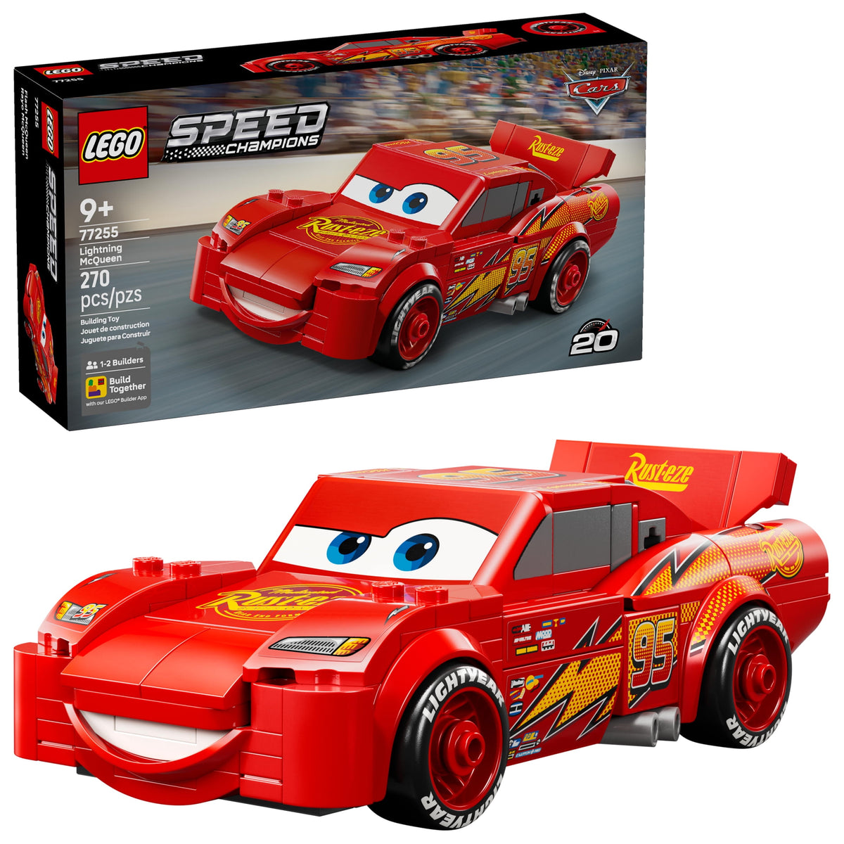 LEGO Speed Champions Disney Pixar Cars Lightning McQueen Building Toy 77255, Ages 9+