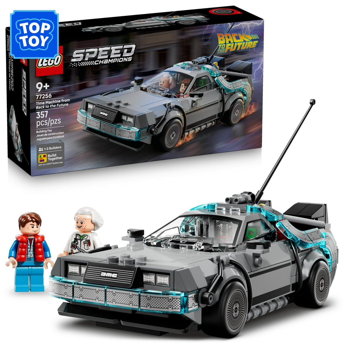 LEGO Speed Champions Back to the Future Time Machine Building Toy Set 77256, Ages 9+