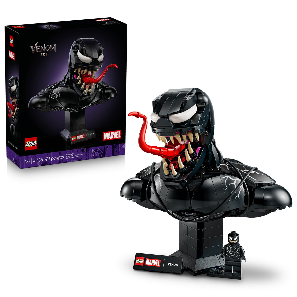 LEGO Marvel Venom Bust Collectible Building Set 76356 for Adults 18+ with Venom Minifigure