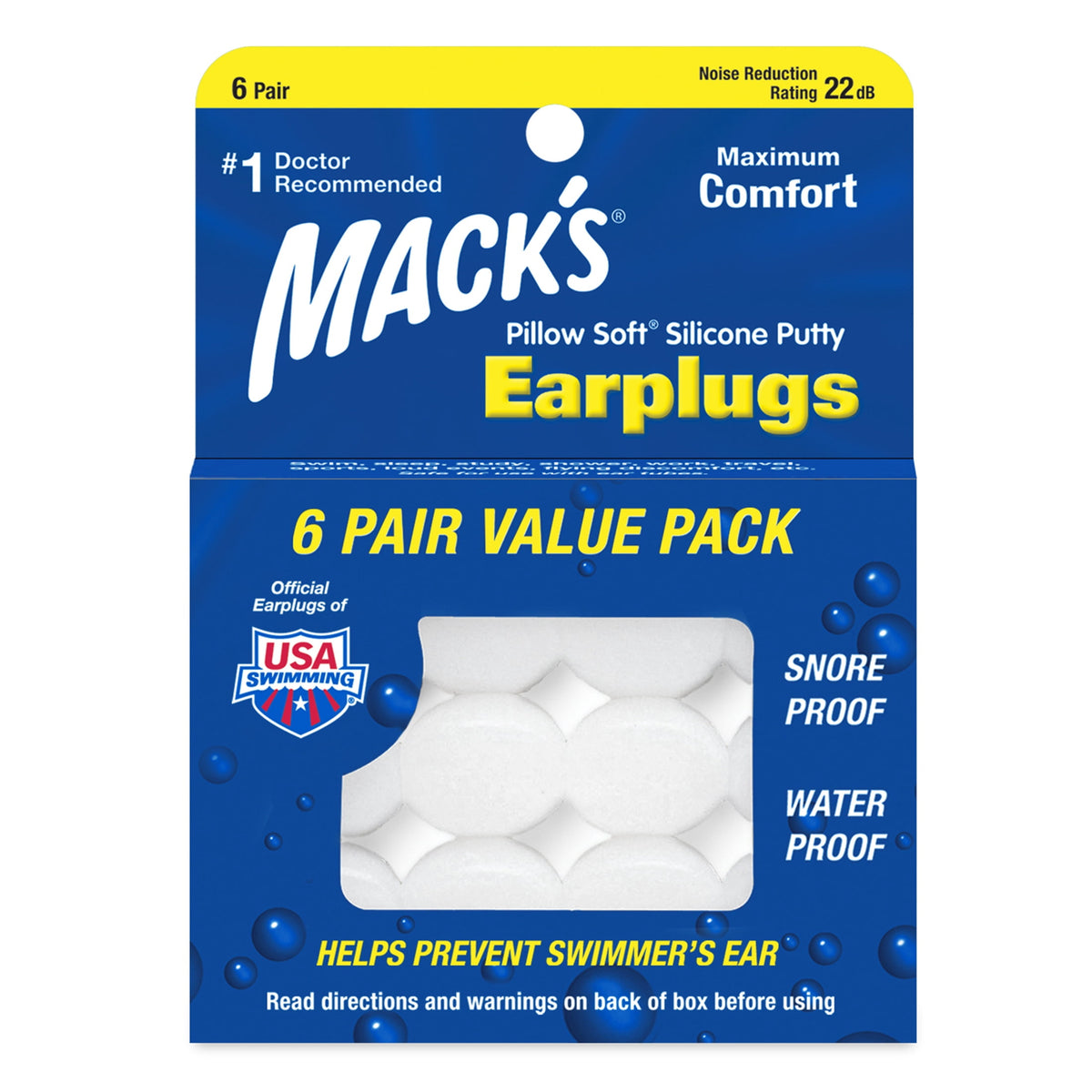 Mack's Pillow Soft Silicone Earplugs - 6 Pair