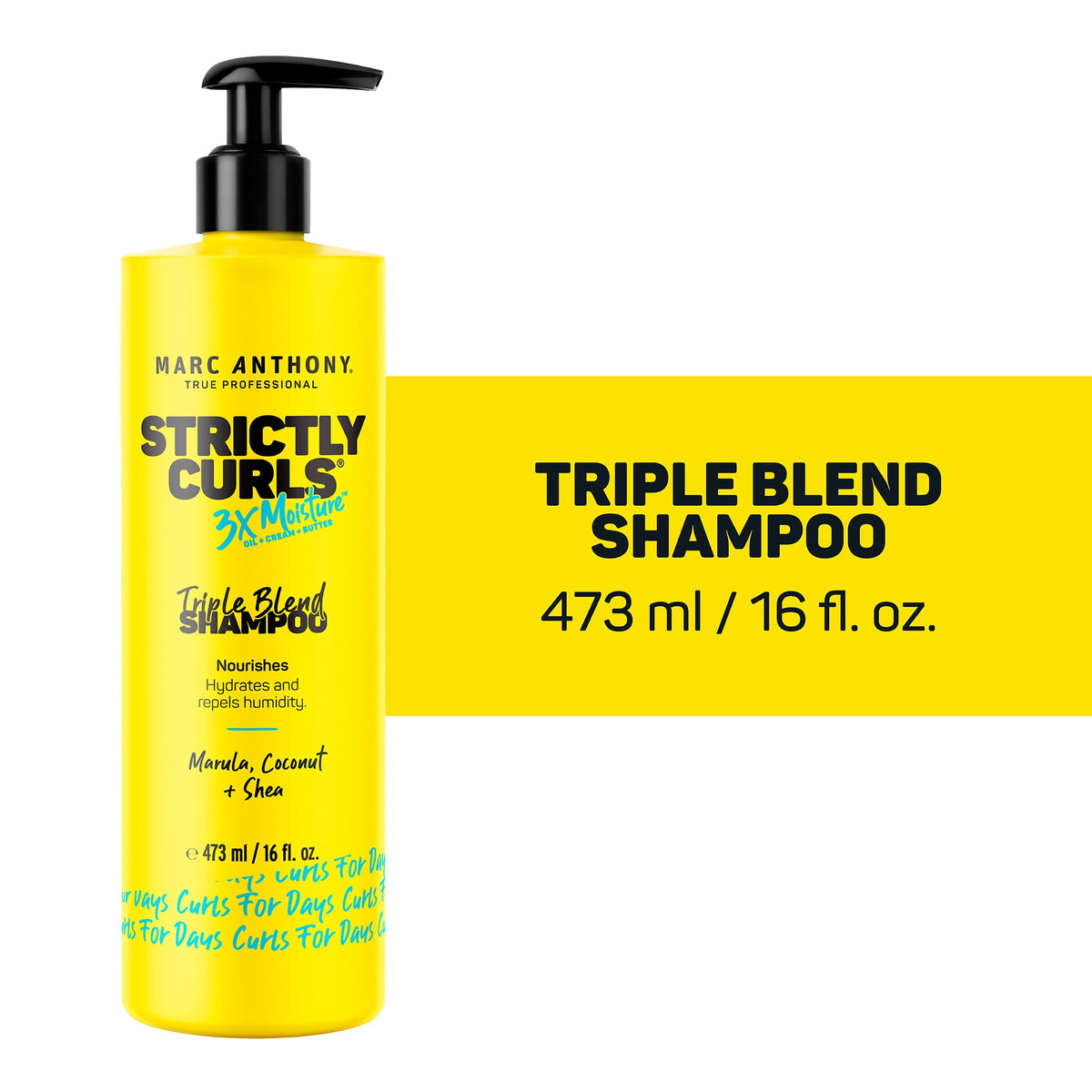 Marc Anthony STRICTLY CURLS 3x Moisture Triple Blend Shampoo, 16 fl oz