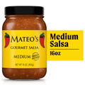 Mateo's Gourmet All Natural Salsa, Medium Heat, 16oz Glass Jar
