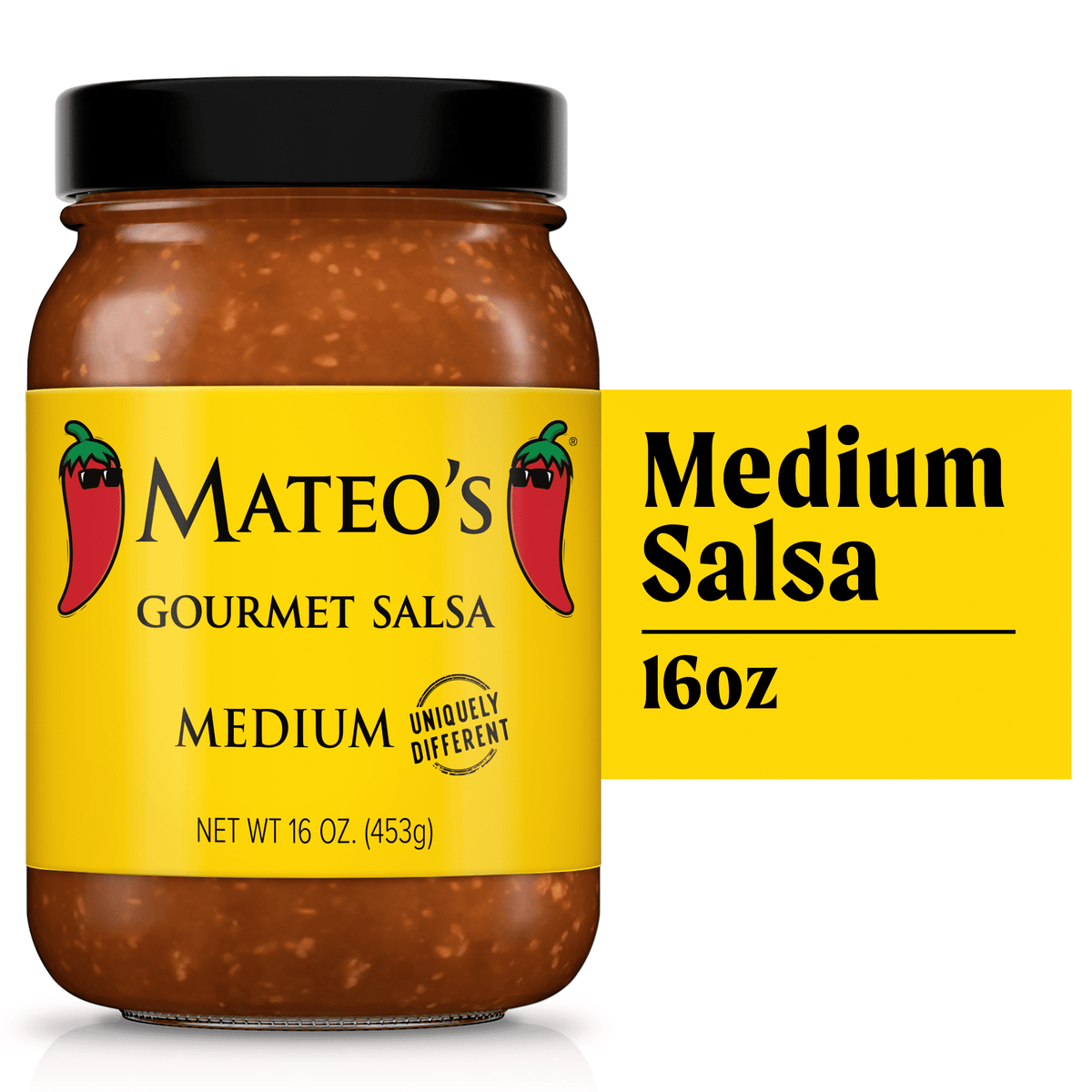 Mateo's Gourmet All Natural Salsa, Medium Heat, 16oz Glass Jar