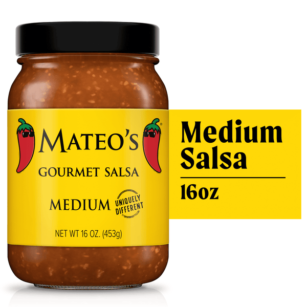 Mateo's Gourmet All Natural Salsa, Medium Heat, 16oz Glass Jar